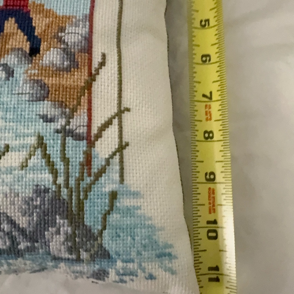Fishing Scene Embroidered Pillow - Picture 4 of 5